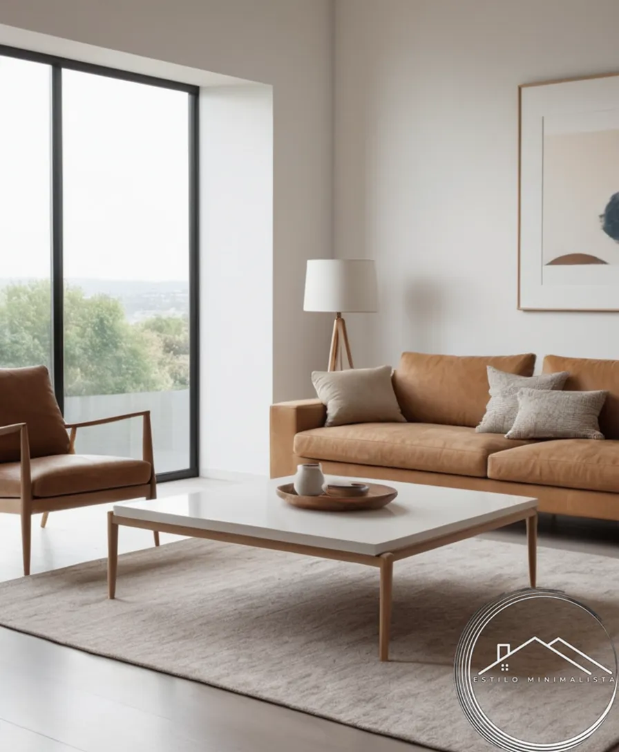 minimal table centered on a clean, light-colored living room space.